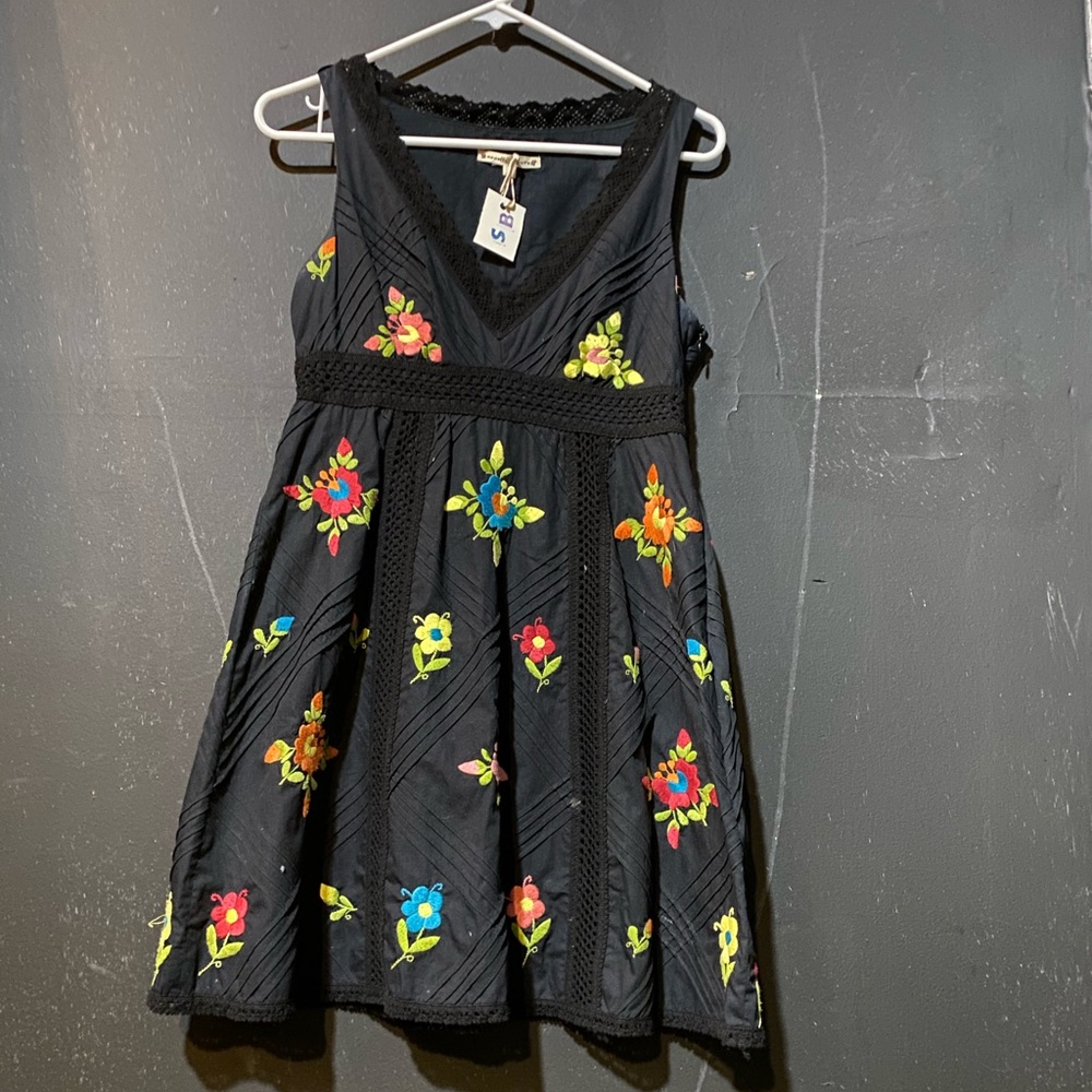 Nanette Lepore Embroidered Black Mini Dress